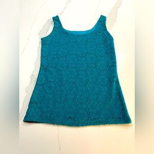 White House Black Market Teal Lace Tank Top size XS